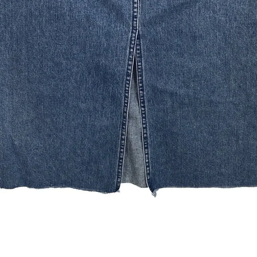 Vintage Ralph Lauren Jeans Co Denim Pencil Skirt Size 10 Y2K 90s Raw Hem
